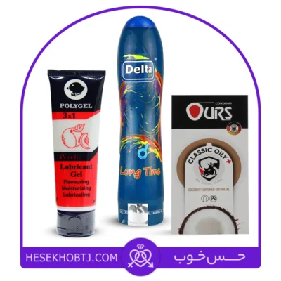 پک کاندوم نارگیلی و پلی ژل هلو و ژل تاخیری دلتا